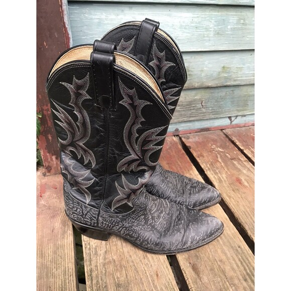 Mens DAN POST Charcoal Black Gray Leather Cowboy Boots Size 9 D 17049 main image 15